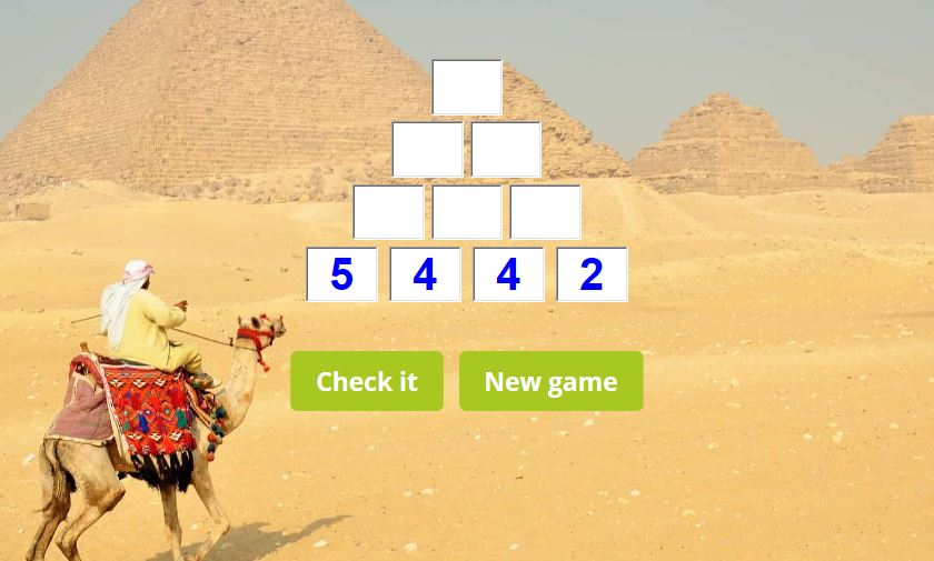 Number pyramid puzzle for kids