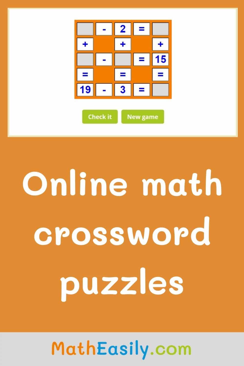easy math crossword puzzles with answers