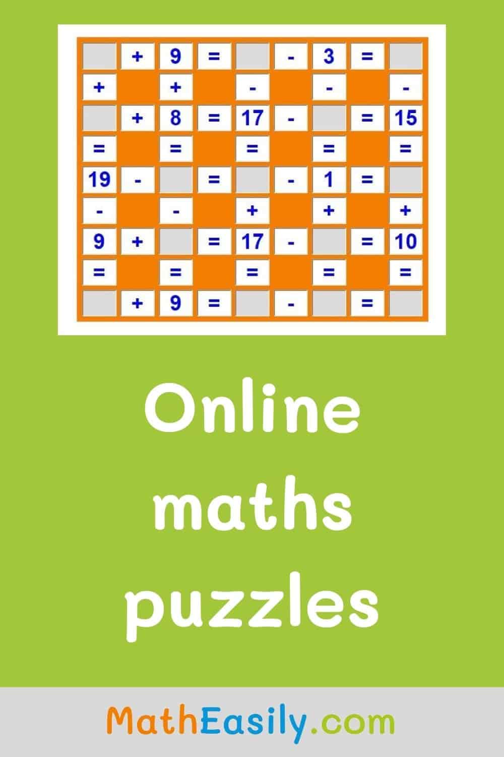 free mathematical puzzles online. kids math puzzles with answers PDF. free maths puzzle games.