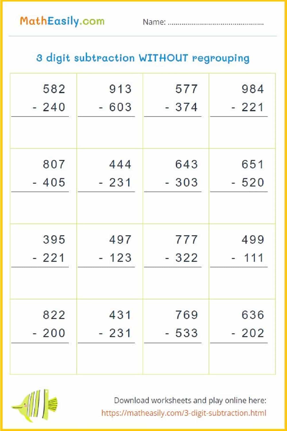 Free math worksheets for grade 4 Printable.