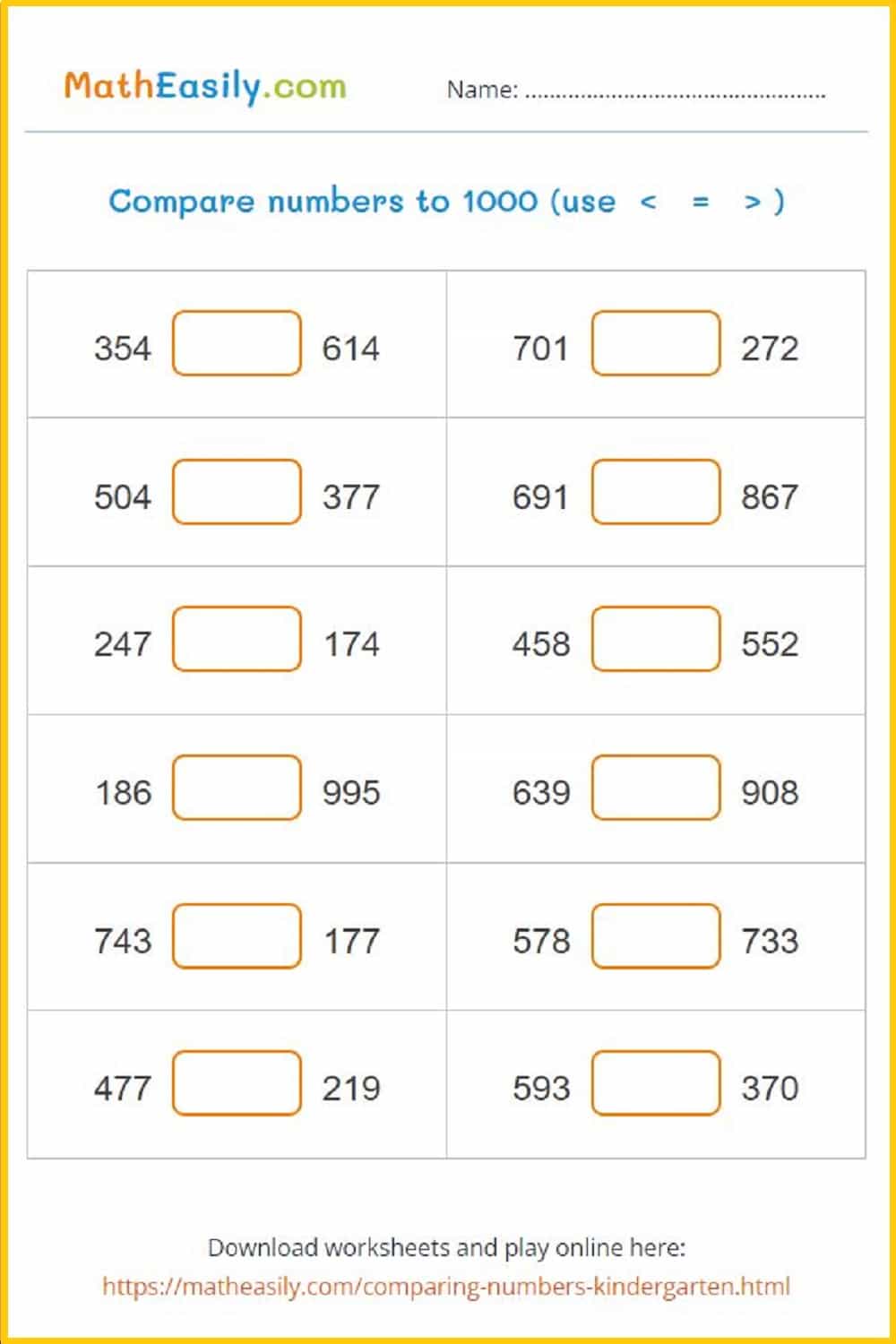 comparing numbers worksheets for grade 1 PDF. Comparing numbers to 1000. comparison number worksheet. number comparison worksheet.