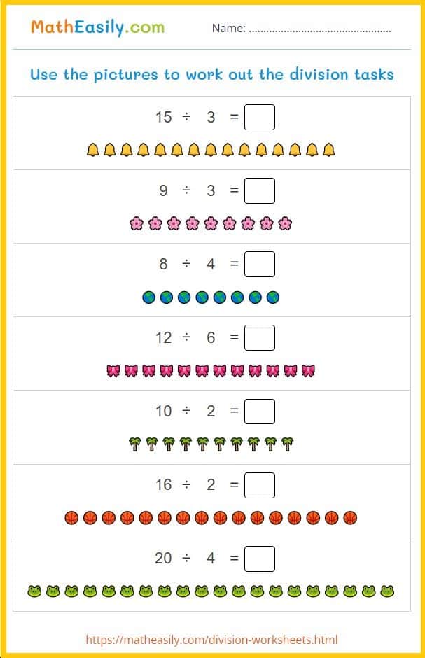 Free division worksheets with pictures. division sums with answers pdf. free printable division worksheets PDF.