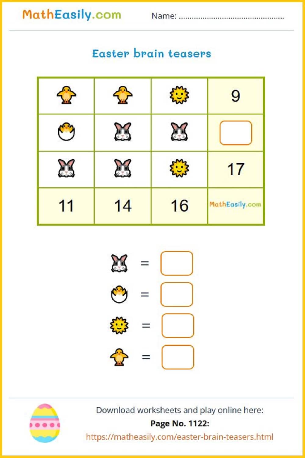 Free Easter logic puzzles printable