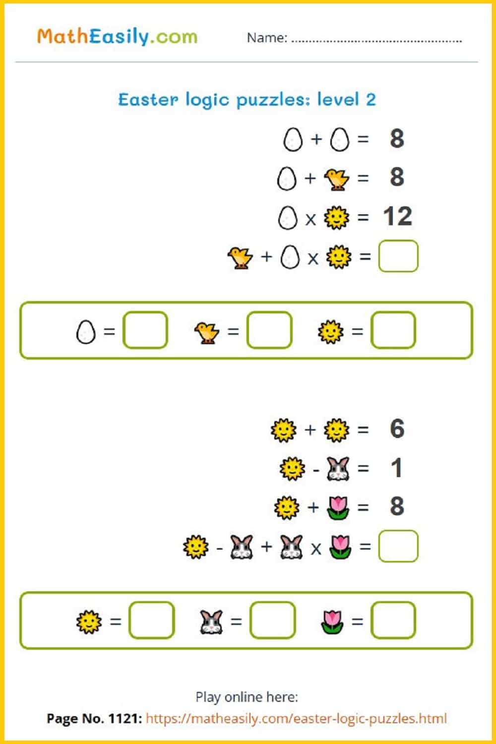 Printable Easter logic puzzles PDF.