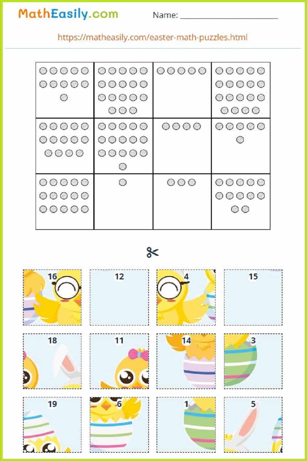 Free math Easter printables for kids