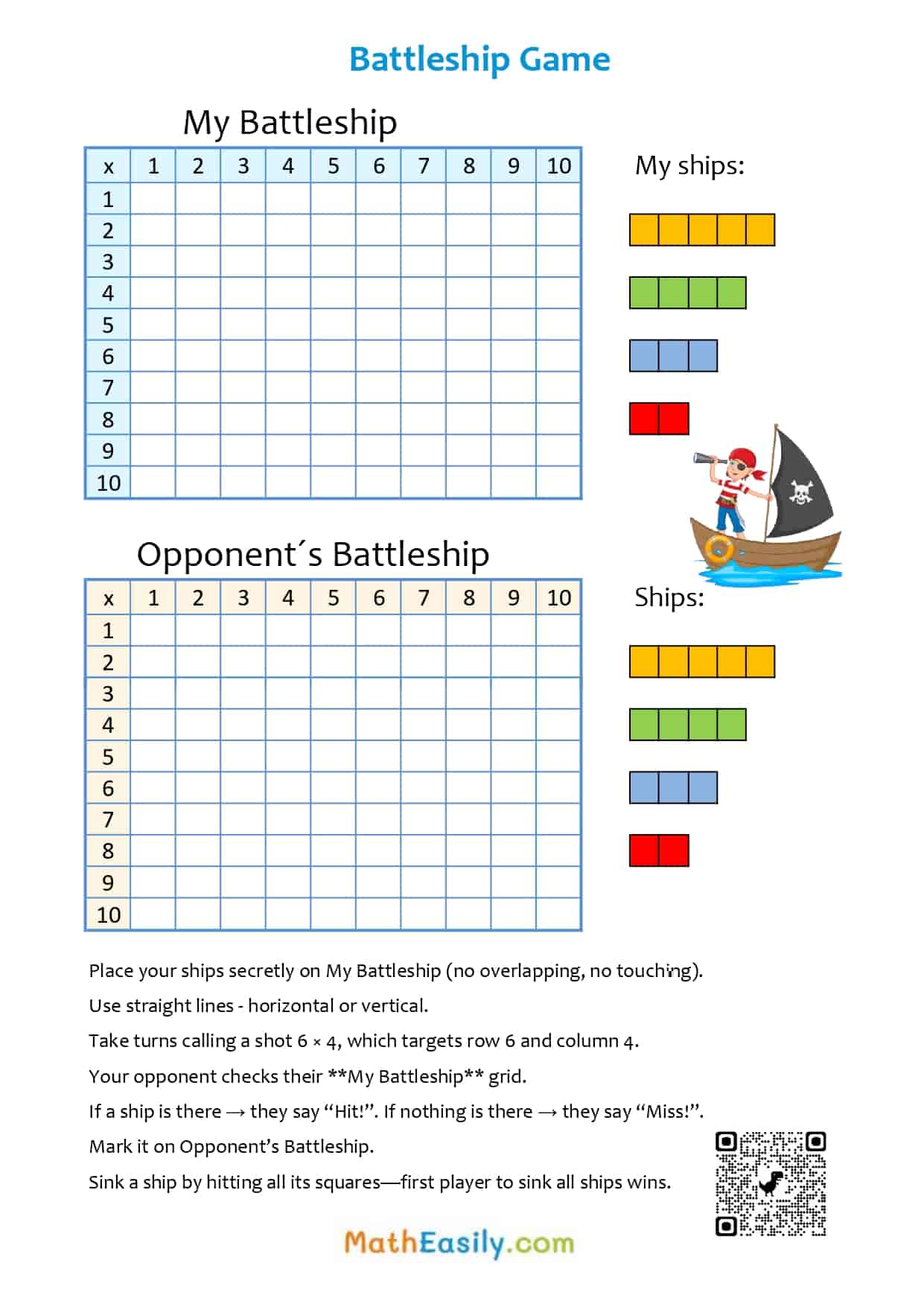 Free Printable math games for kids