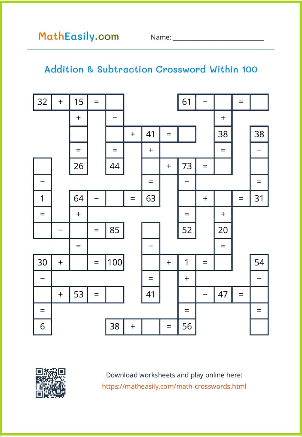 Addition and subtraction crossword puzzles PDF. printable math crossword - number puzzle. cross math puzzles. cross math puzzle with answer.
free math crossword puzzles for adults.