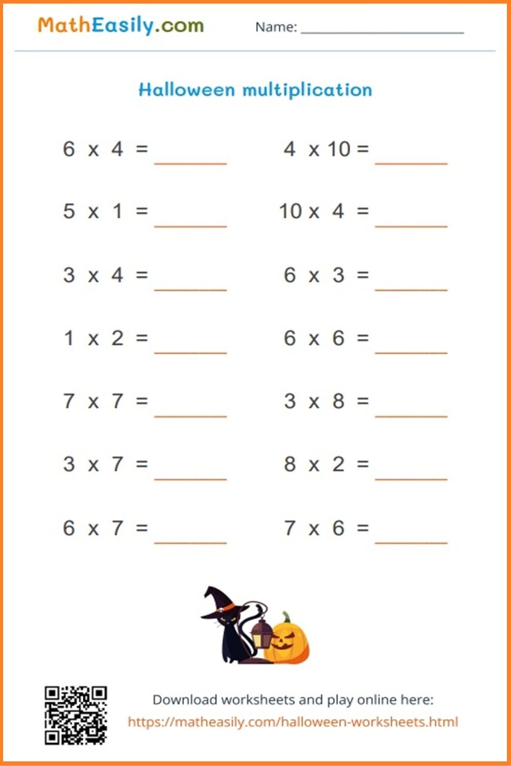 free halloween multiplication worksheets PDF. free printable multiplication worksheets Halloween.