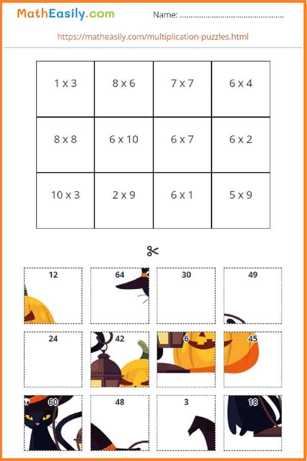 multiplication Halloween games printable.