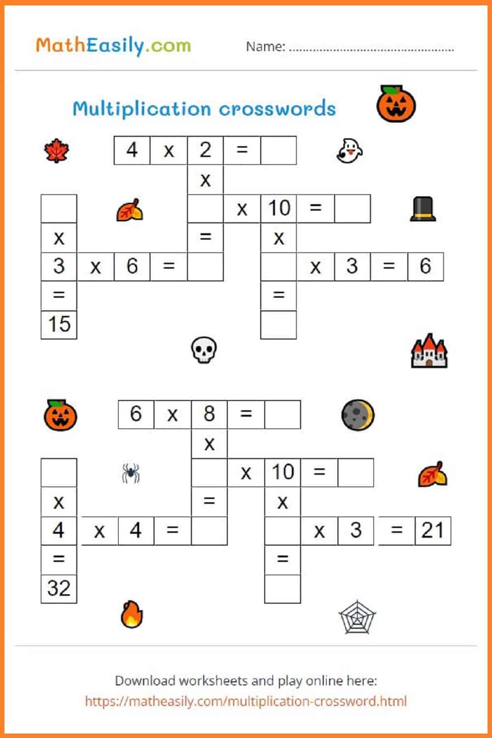 multiplication Halloween activities.