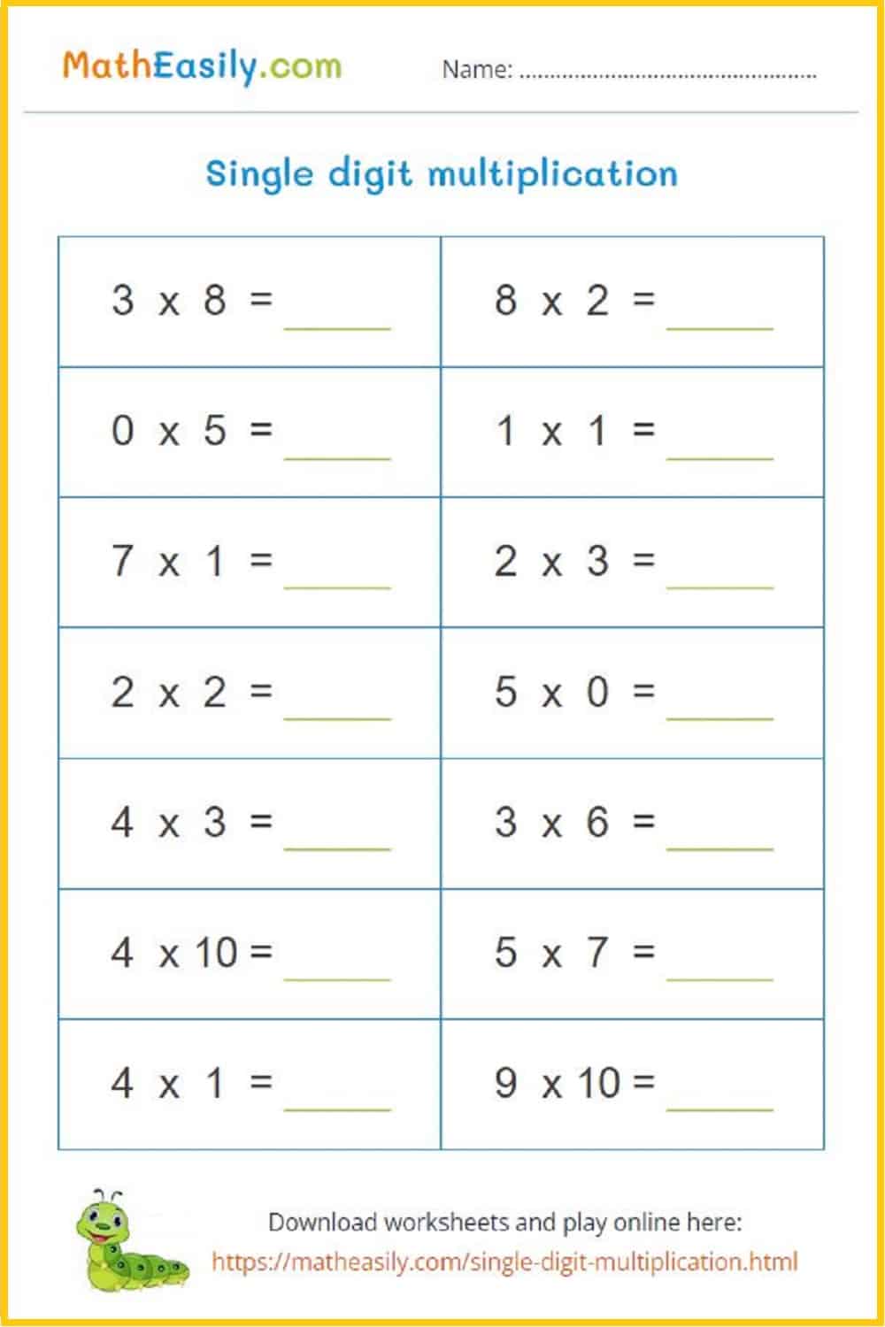 Multiplication for Kindergarten Worksheets PDF.