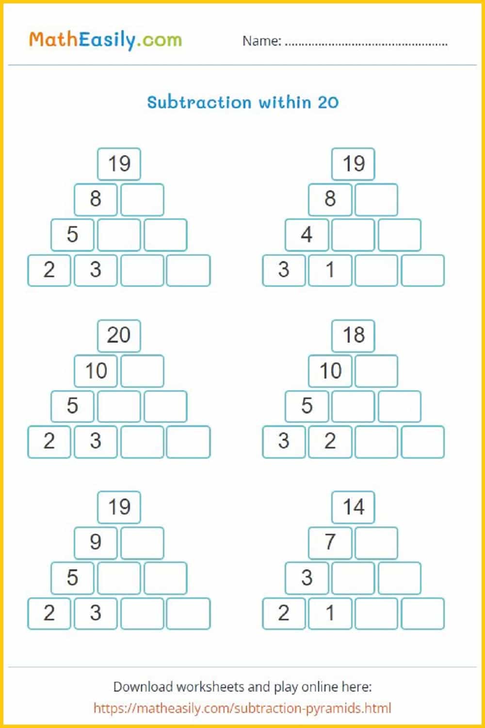 Free kindergarten math worksheets PDF