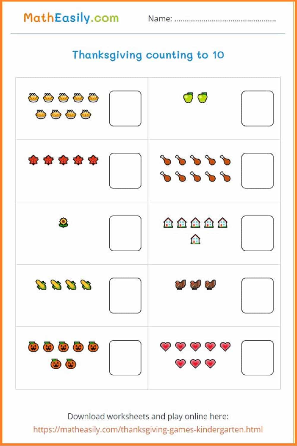 Free printable Thanksgiving math activities